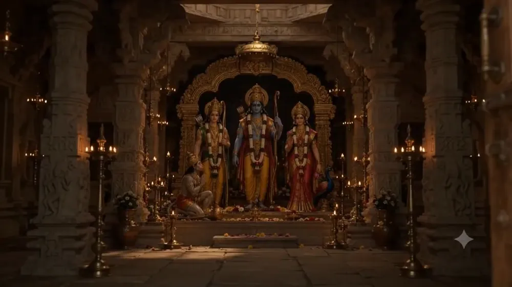 Darshan through the sanctum doors